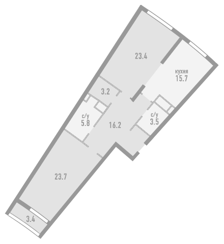 3-комнатная квартира в ЖК Розмарин на 20 этаже в 4 секции. Дом сдан.