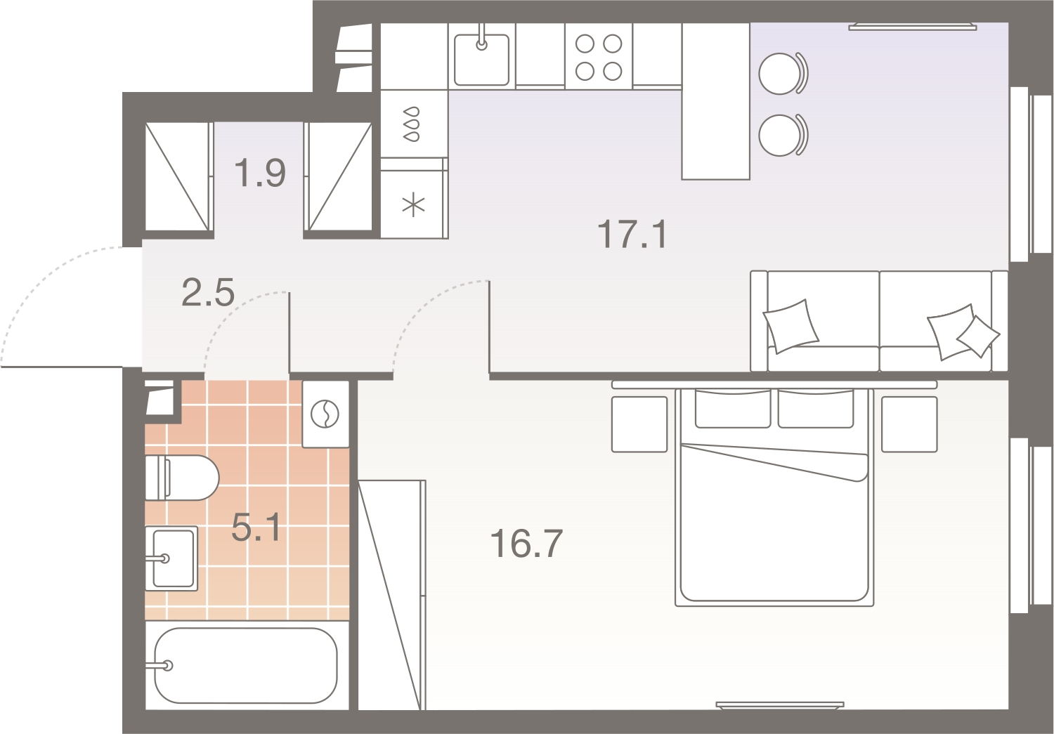 3-комнатная квартира с отделкой в ЖК Квартал Метроном на 5 этаже в 8 секции. Сдача в 3 кв. 2026 г.