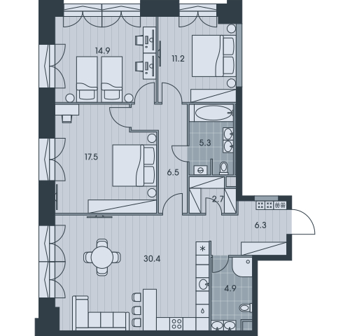 2-комнатная квартира в ЖК Urman City на 23 этаже в 1 секции. Сдача в 2 кв. 2026 г.