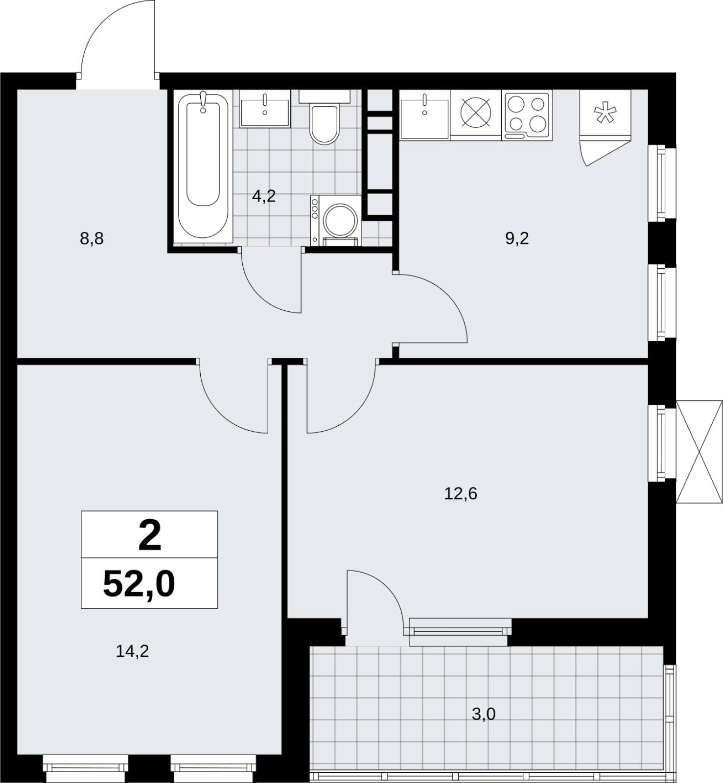 1-комнатная квартира (Студия) в ЖК Скандинавия на 4 этаже в 4 секции. Сдача в 2 кв. 2026 г.