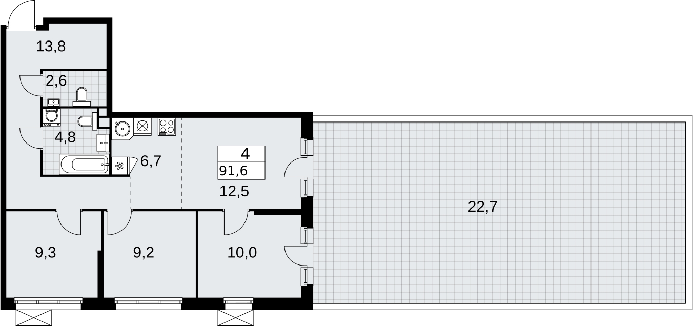 1-комнатная квартира в ЖК Скандинавия на 8 этаже в 4 секции. Сдача в 2 кв. 2026 г.
