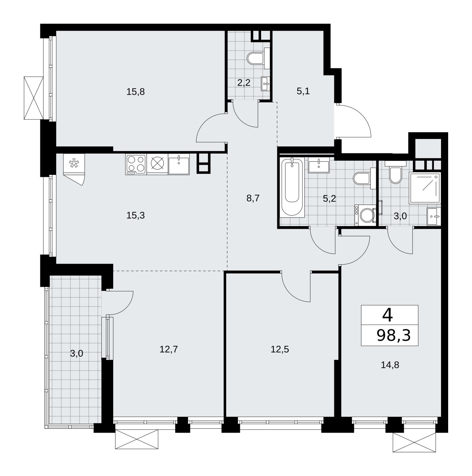 1-комнатная квартира (Студия) в ЖК Скандинавия на 7 этаже в 4 секции. Сдача в 2 кв. 2026 г.