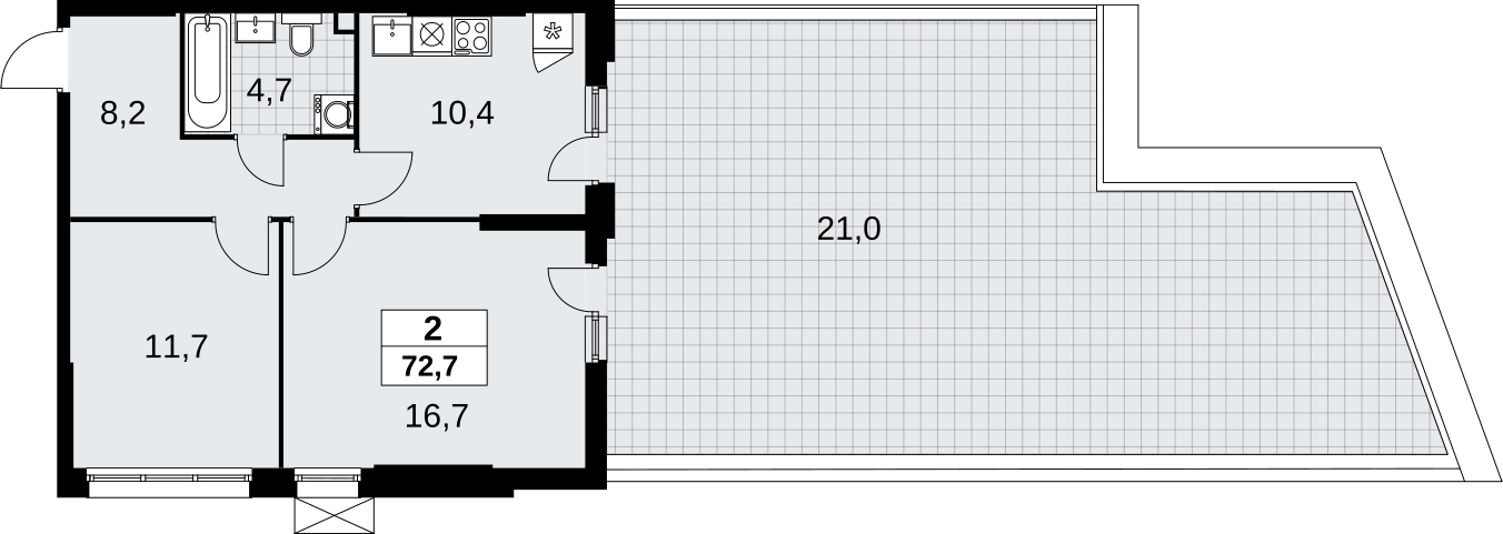 3-комнатная квартира в ЖК Скандинавия на 6 этаже в 4 секции. Сдача в 2 кв. 2026 г.