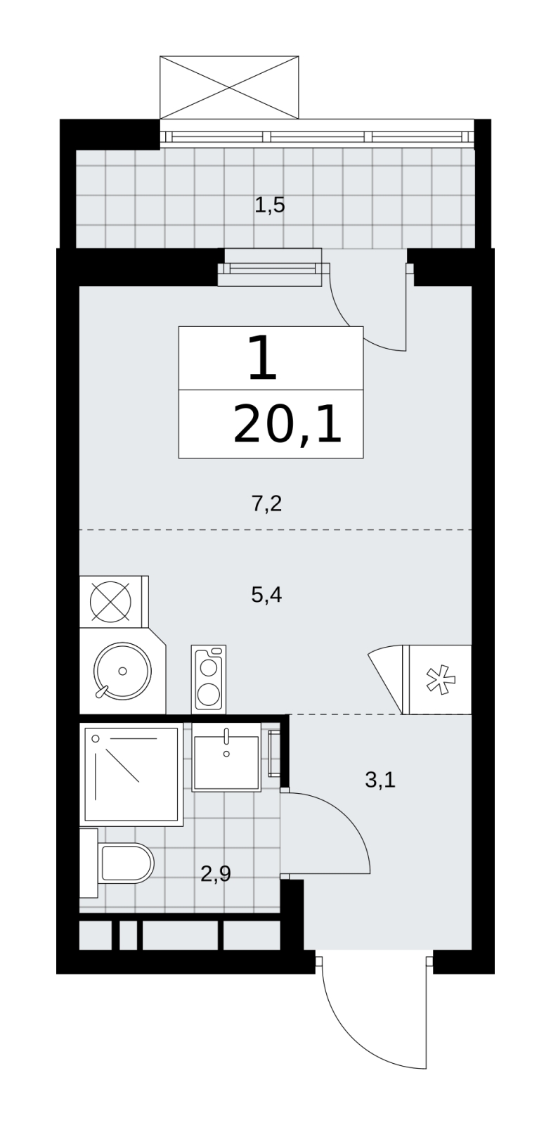 1-комнатная квартира с отделкой в ЖК Скандинавия на 14 этаже в 1 секции. Сдача в 4 кв. 2025 г.