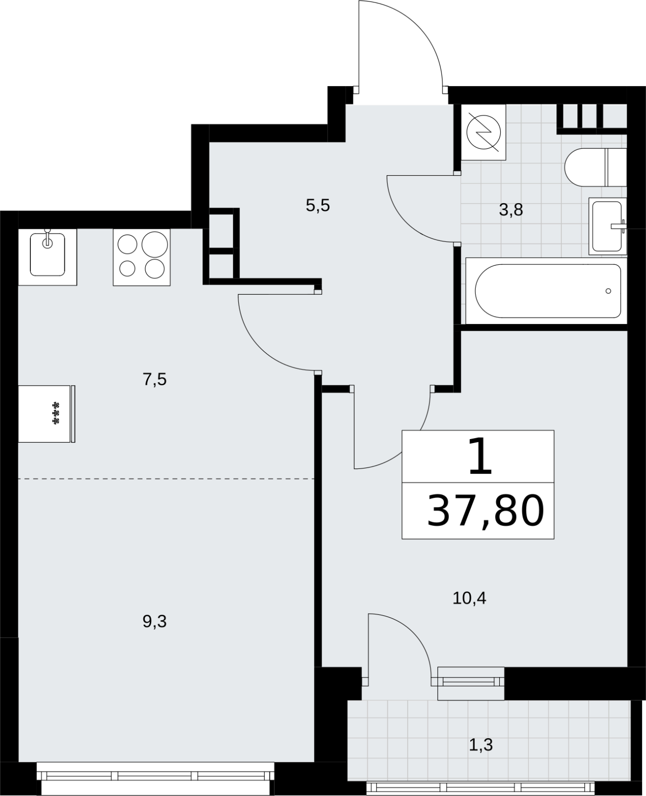 2-комнатная квартира в ЖК ERA на 6 этаже в 1 секции. Сдача в 3 кв. 2026 г.