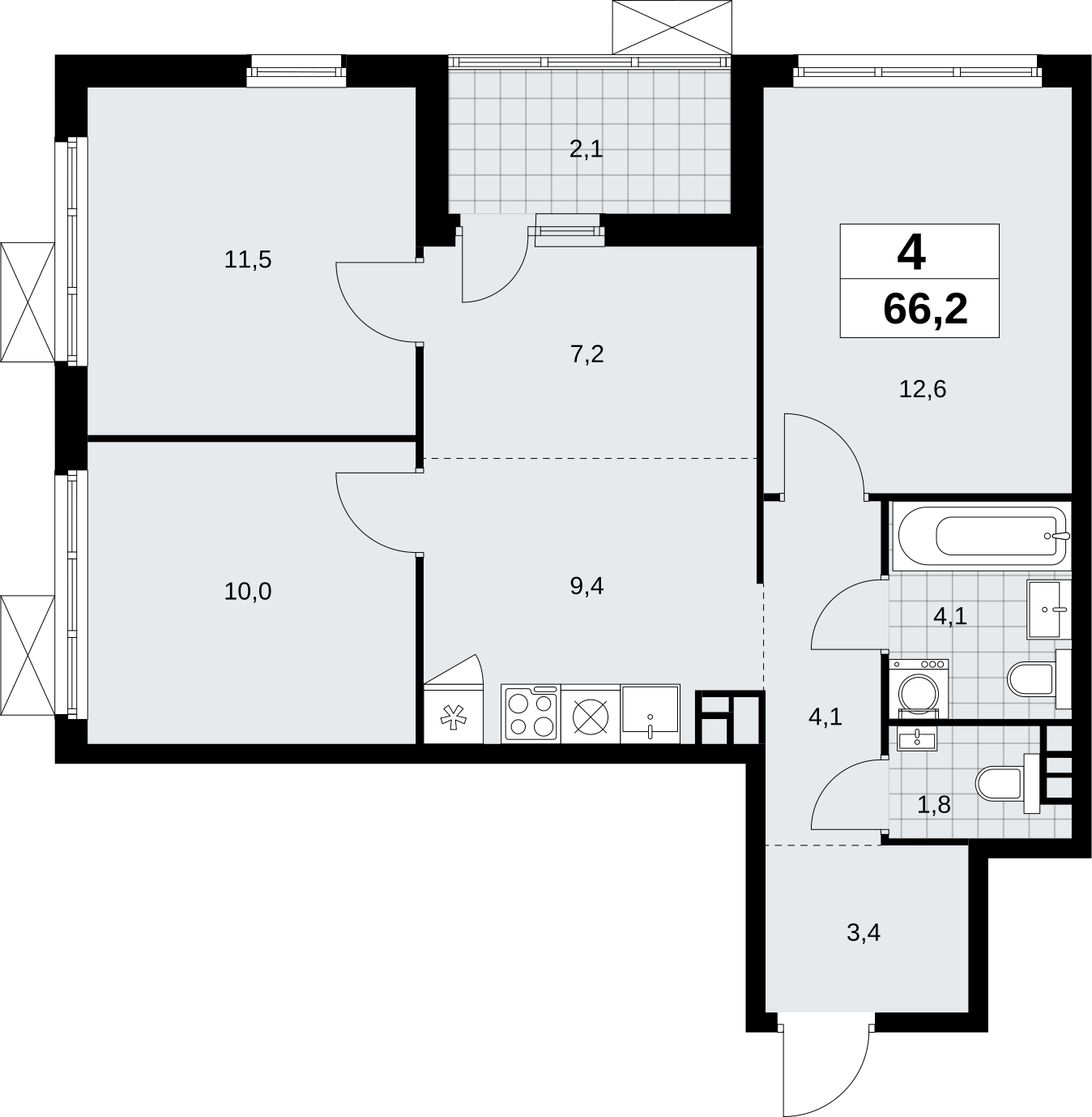1-комнатная квартира (Студия) в ЖК Скандинавия на 6 этаже в 4 секции. Сдача в 2 кв. 2026 г.