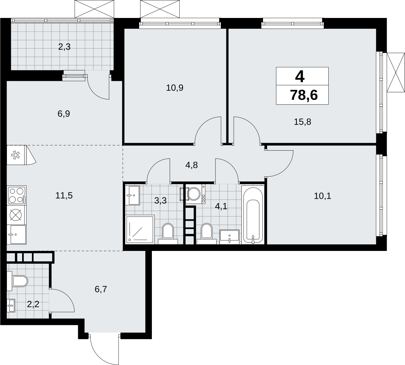 1-комнатная квартира в ЖК Скандинавия на 7 этаже в 4 секции. Сдача в 2 кв. 2026 г.