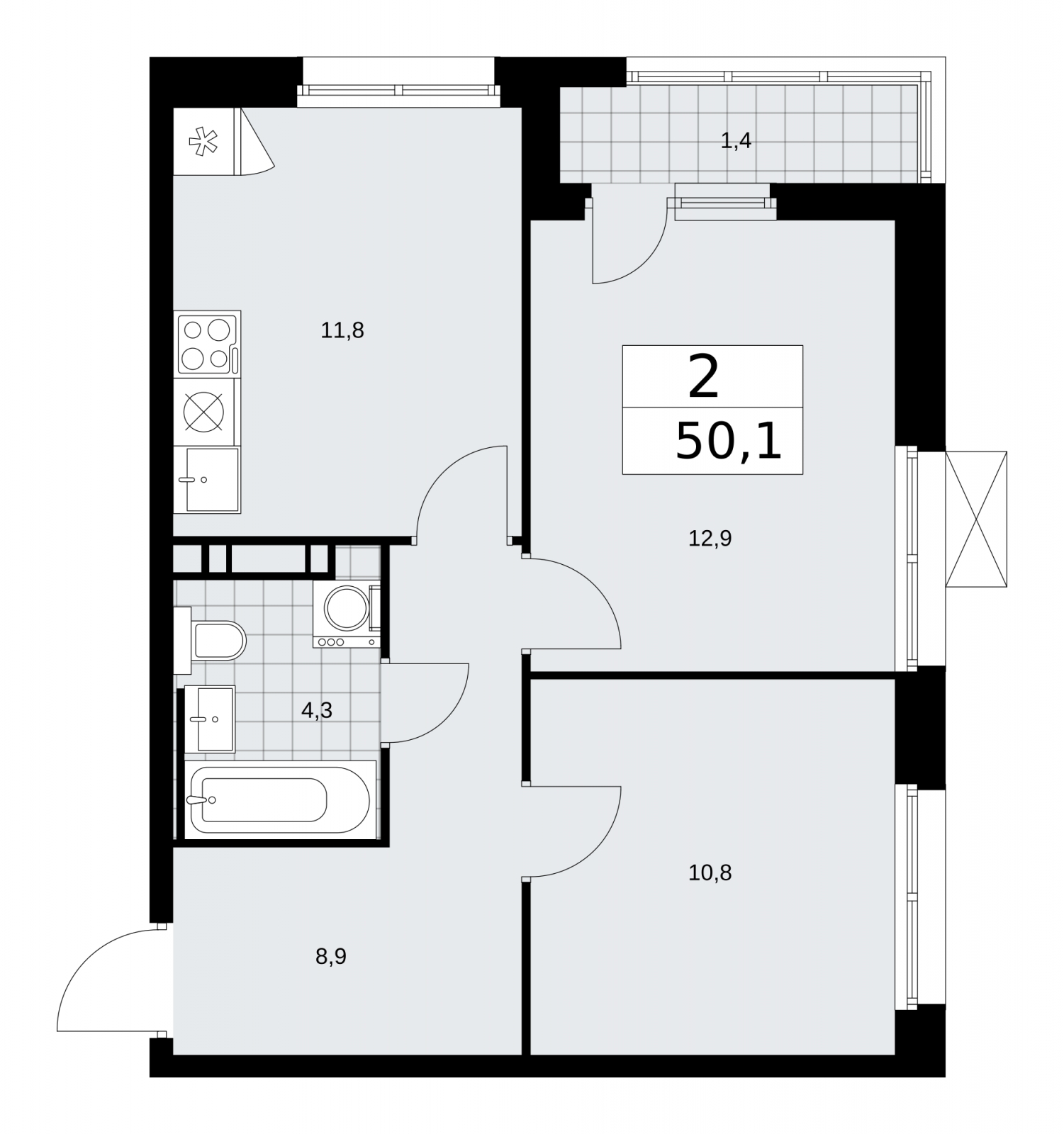 1-комнатная квартира (Студия) в ЖК Скандинавия на 8 этаже в 4 секции. Сдача в 2 кв. 2026 г.