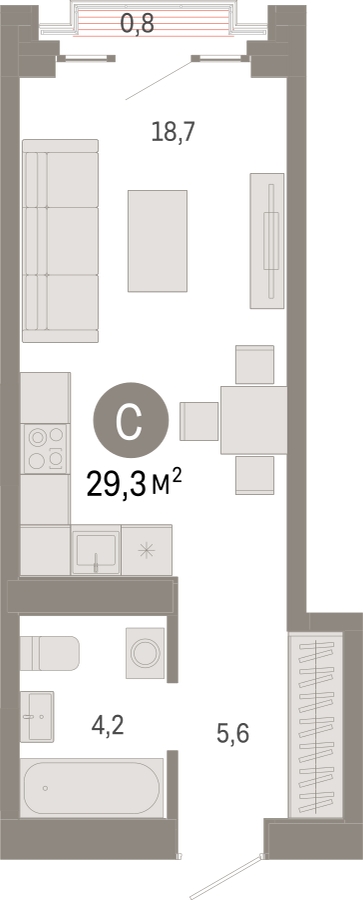 1-комнатная квартира (Студия) в ЖК Кислород на 18 этаже в 1 секции. Дом сдан.