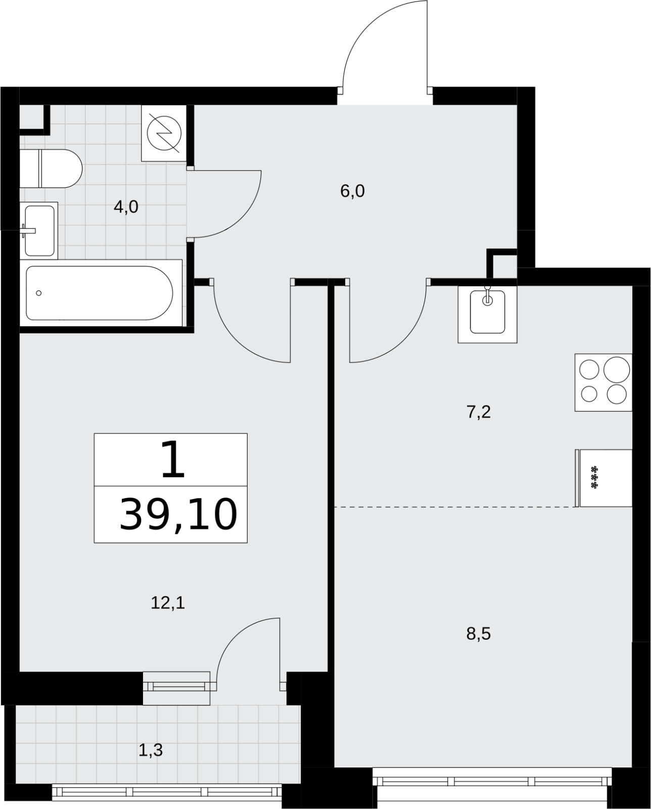 1-комнатная квартира в ЖК Кислород на 16 этаже в 1 секции. Сдача в 2 кв. 2025 г.