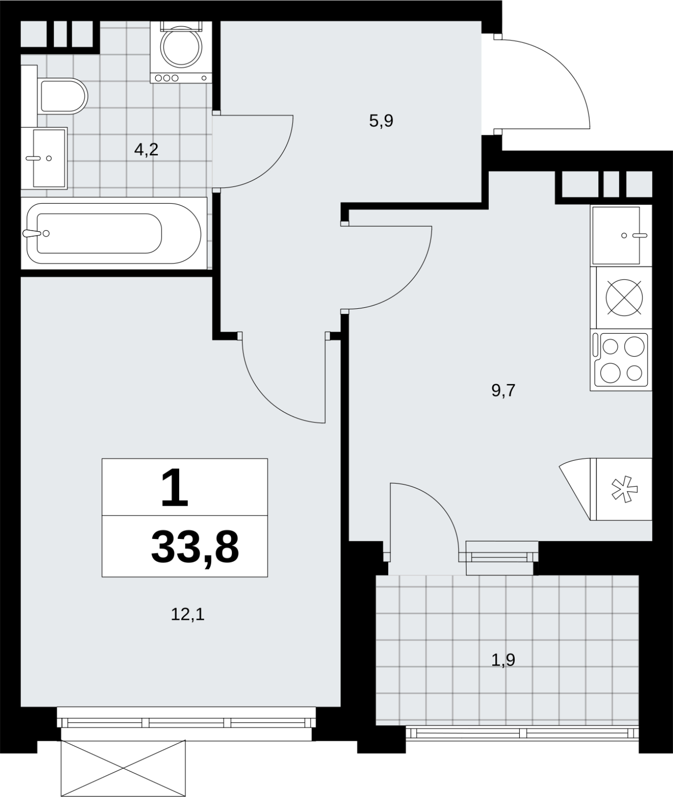 2-комнатная квартира в ЖК Скандинавия на 11 этаже в 4 секции. Сдача в 2 кв. 2026 г.