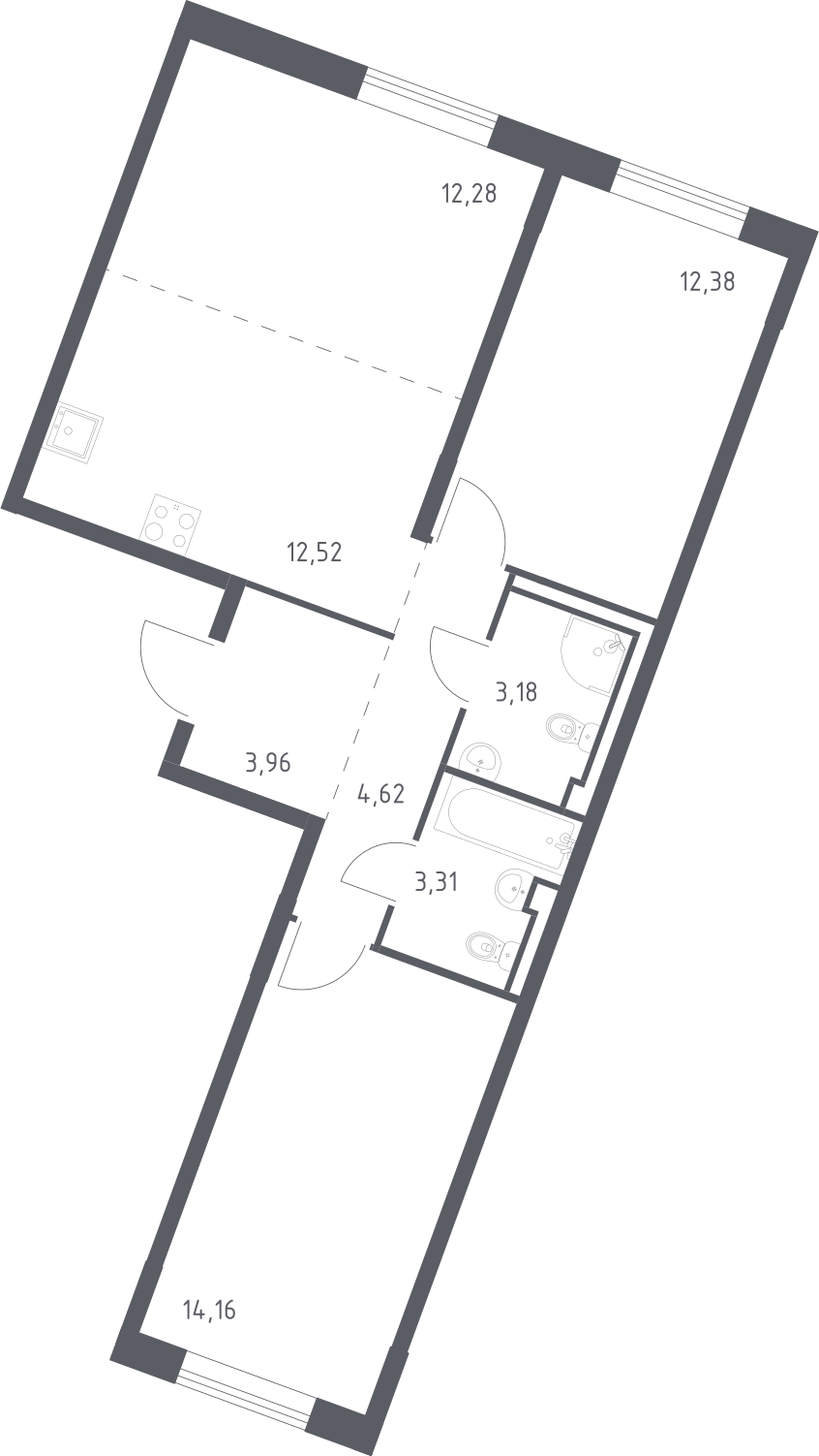 3-комнатная квартира с отделкой в ЖК Родные кварталы на 9 этаже в 2 секции. Сдача в 4 кв. 2026 г.