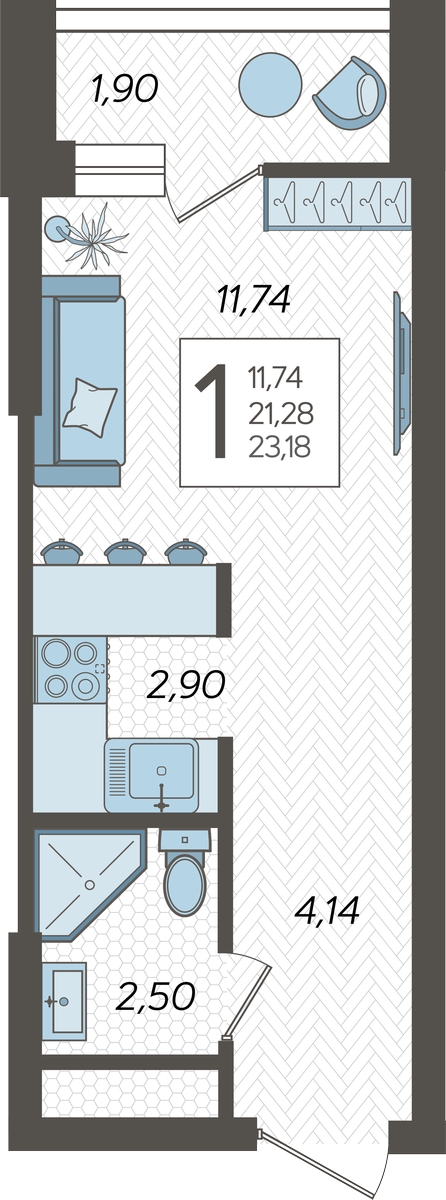 3-комнатная квартира с отделкой в ЖК Кислород на 15 этаже в 1 секции. Сдача в 2 кв. 2025 г.