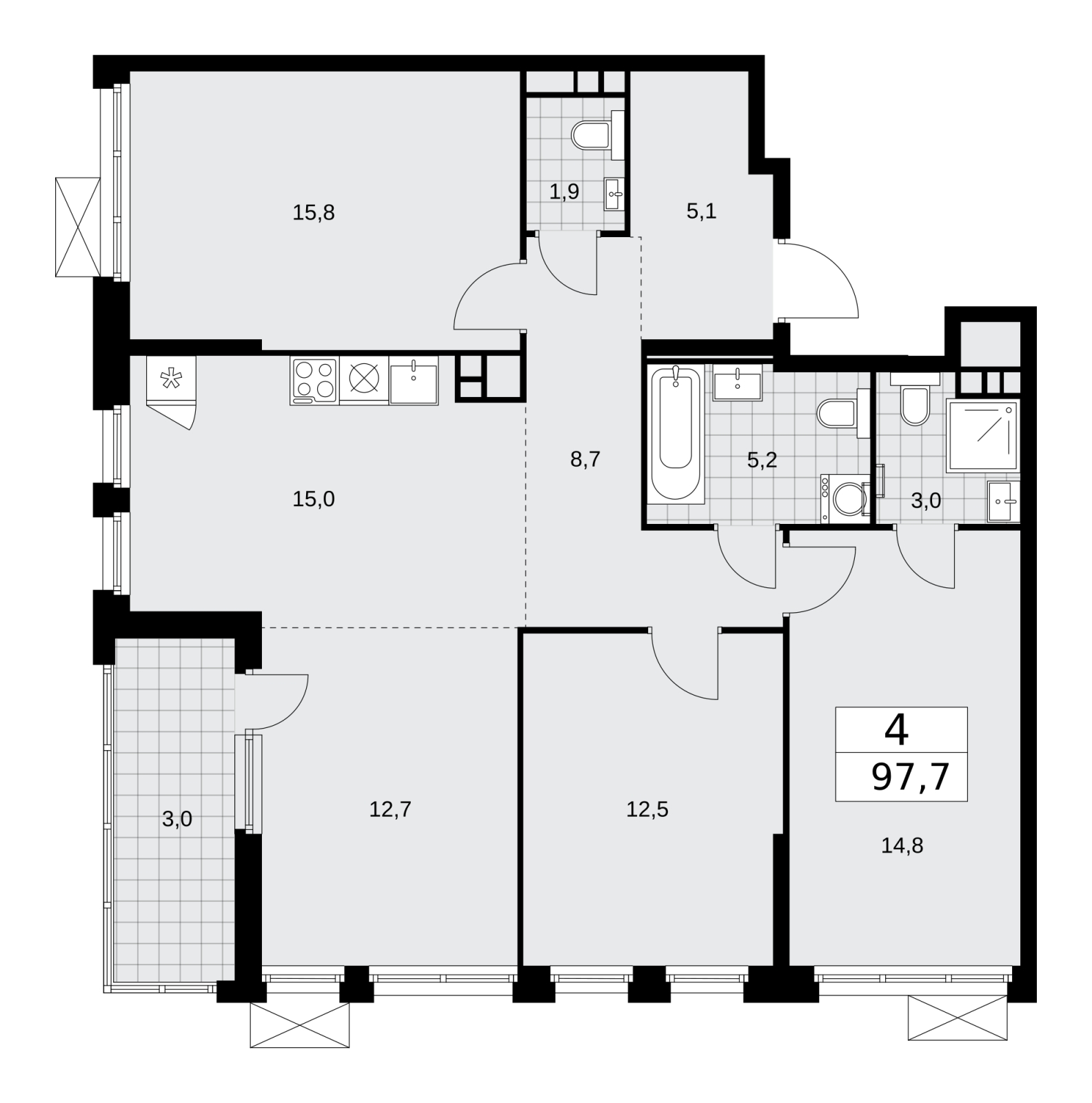 1-комнатная квартира (Студия) в ЖК Скандинавия на 6 этаже в 4 секции. Сдача в 2 кв. 2026 г.