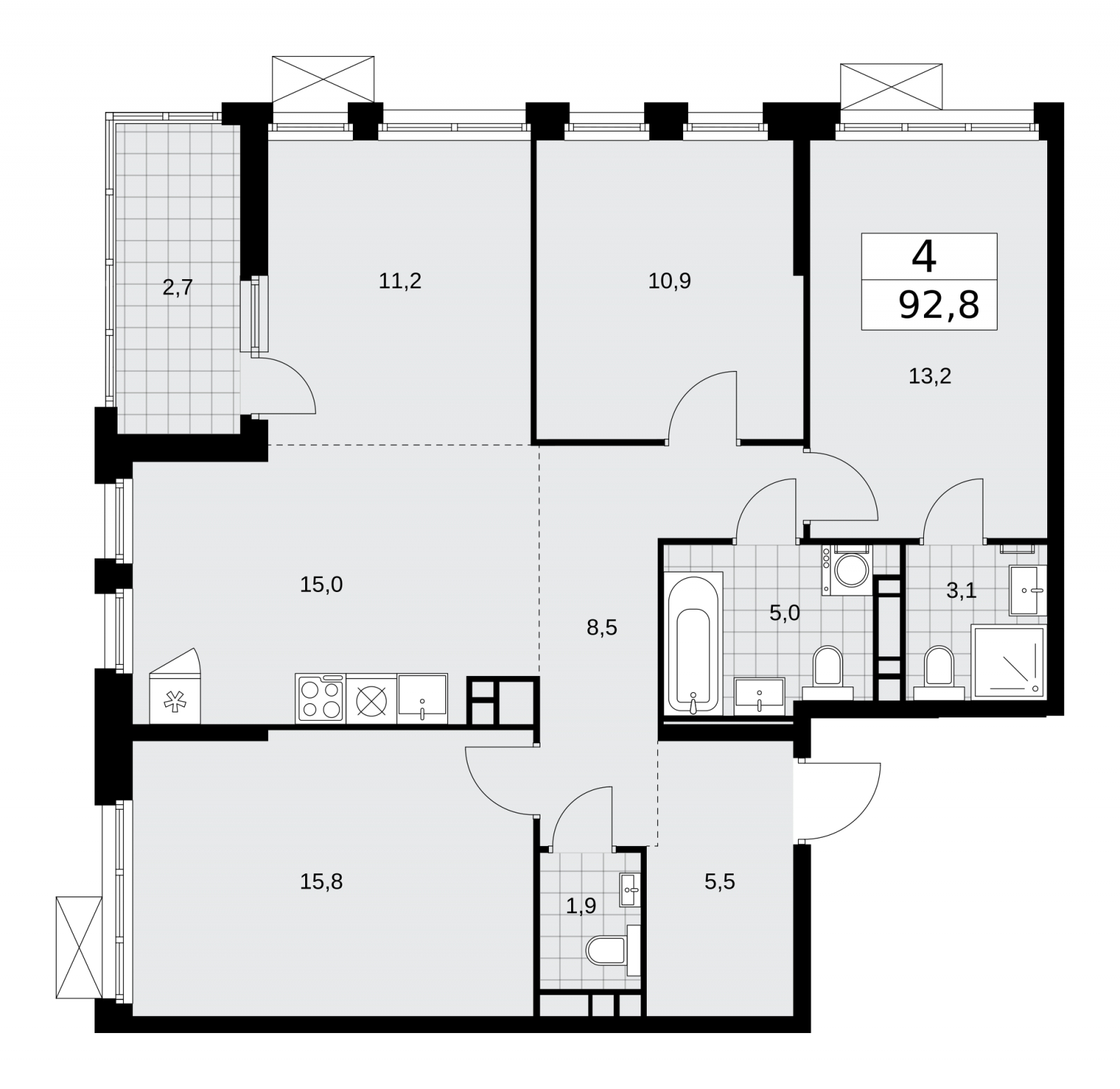 1-комнатная квартира в ЖК Скандинавия на 2 этаже в 4 секции. Сдача в 2 кв. 2026 г.