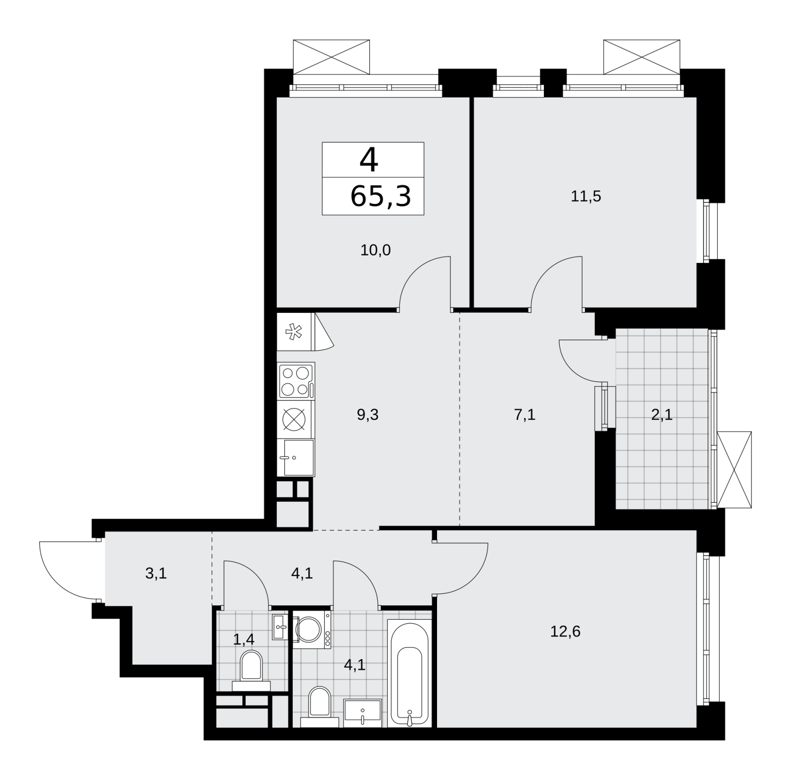 1-комнатная квартира (Студия) в ЖК Скандинавия на 2 этаже в 4 секции. Сдача в 2 кв. 2026 г.