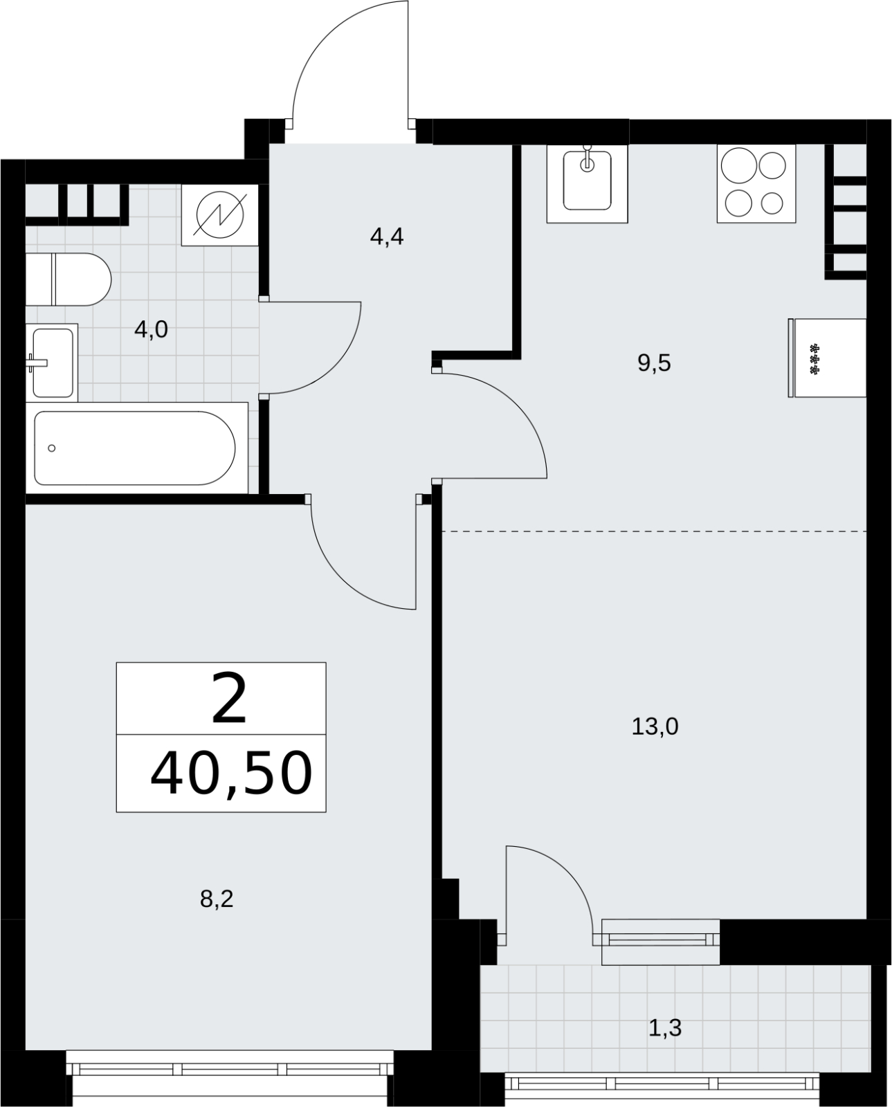 1-комнатная квартира (Студия) с отделкой в ЖК Измайловский парк на 24 этаже в 1 секции. Сдача в 4 кв. 2024 г.
