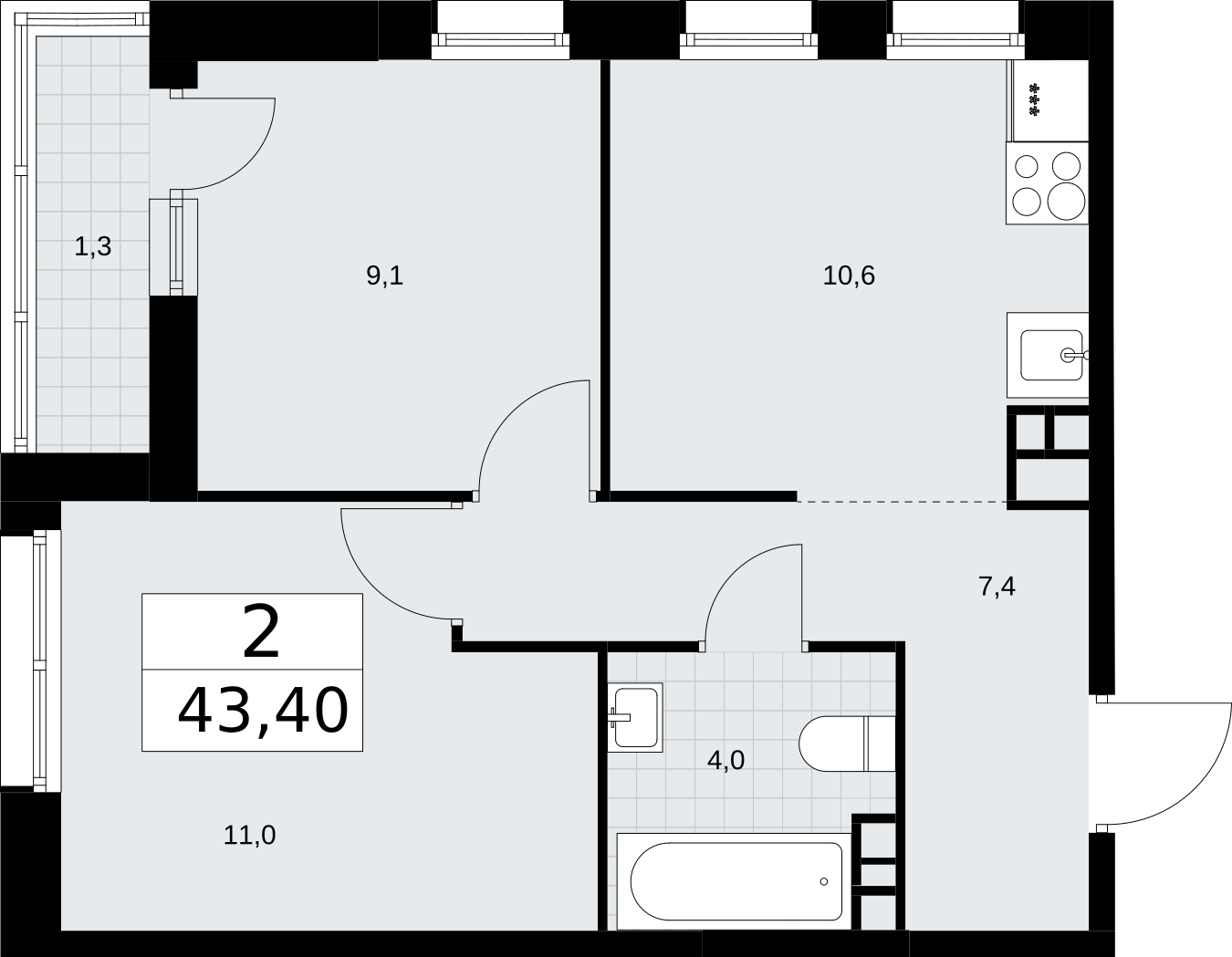 3-комнатная квартира с отделкой в ЖК Кислород на 6 этаже в 1 секции. Дом сдан.