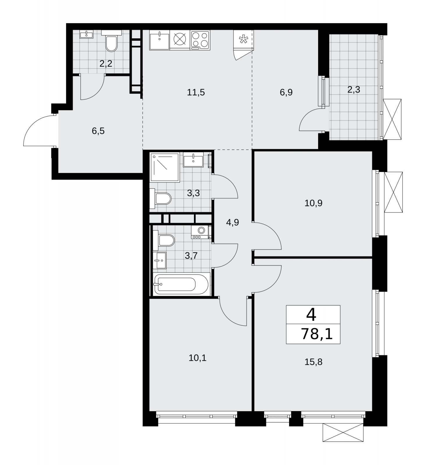 1-комнатная квартира (Студия) в ЖК Скандинавия на 12 этаже в 4 секции. Сдача в 2 кв. 2026 г.