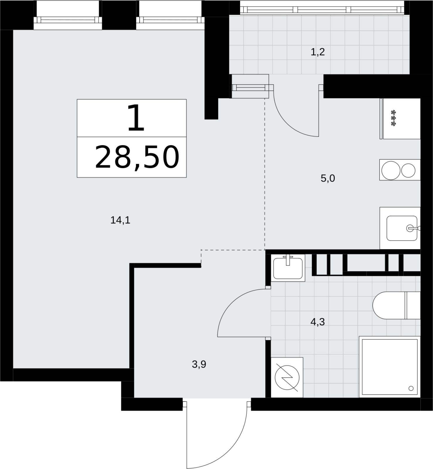 2-комнатная квартира в ЖК Кислород на 10 этаже в 1 секции. Дом сдан.