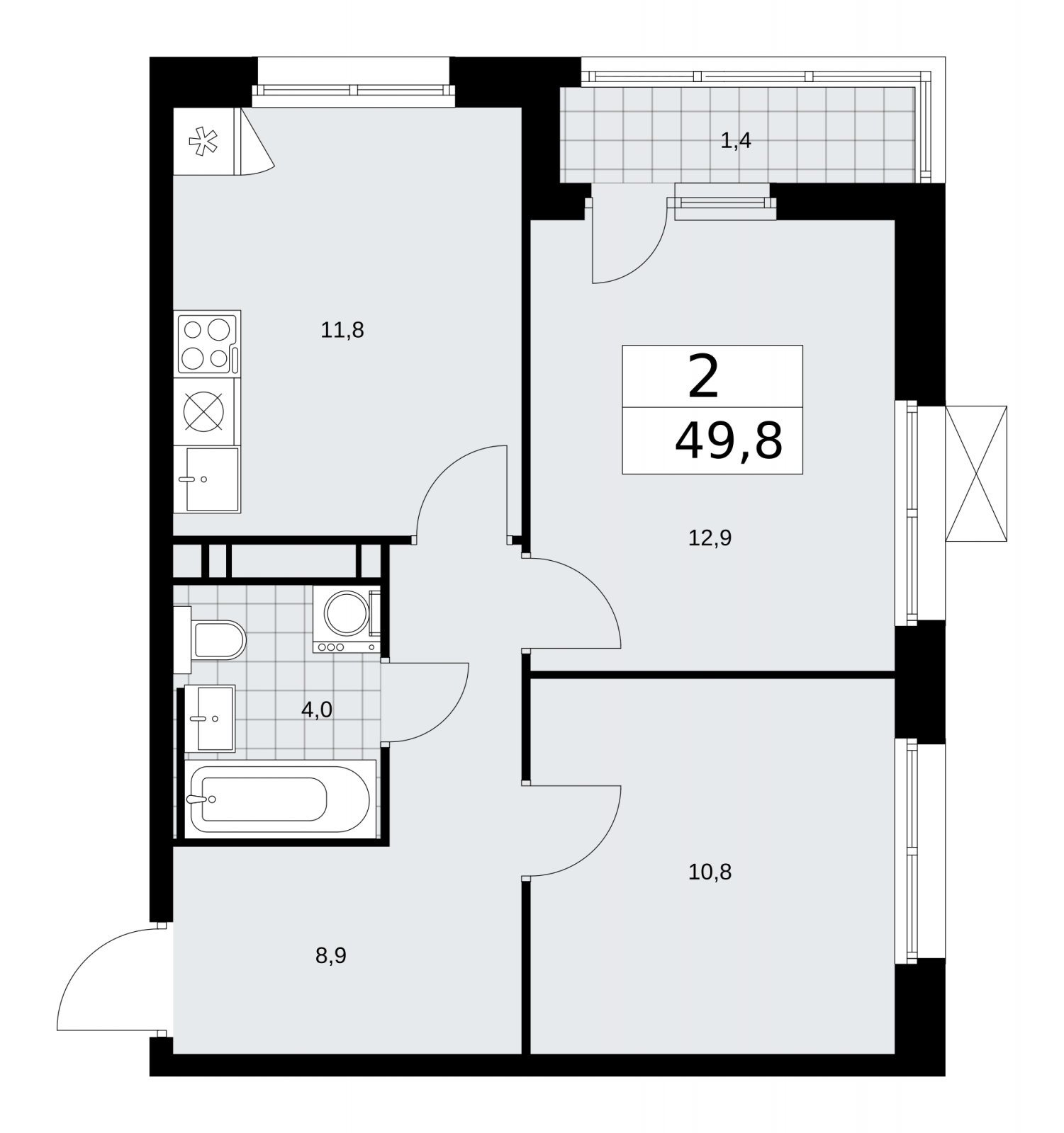 1-комнатная квартира (Студия) в ЖК Скандинавия на 7 этаже в 2 секции. Сдача в 3 кв. 2025 г.