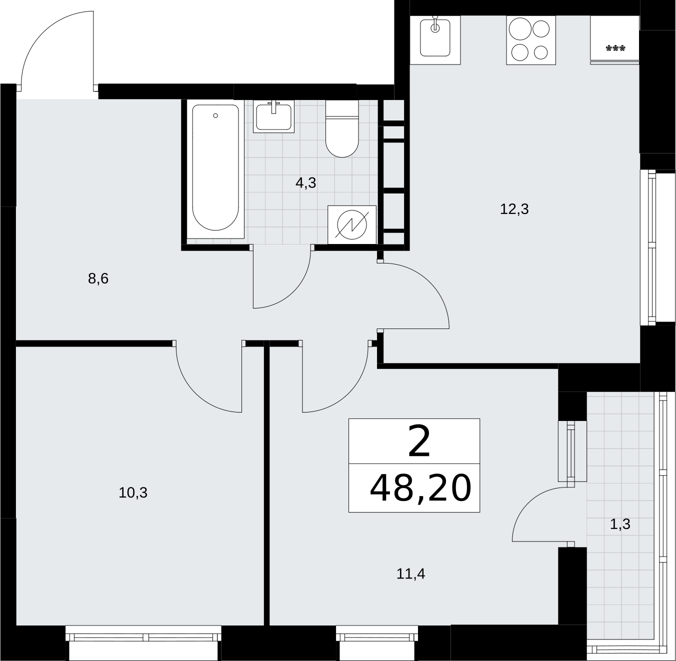 1-комнатная квартира с отделкой в ЖК Родные кварталы на 5 этаже в 3 секции. Сдача в 4 кв. 2026 г.