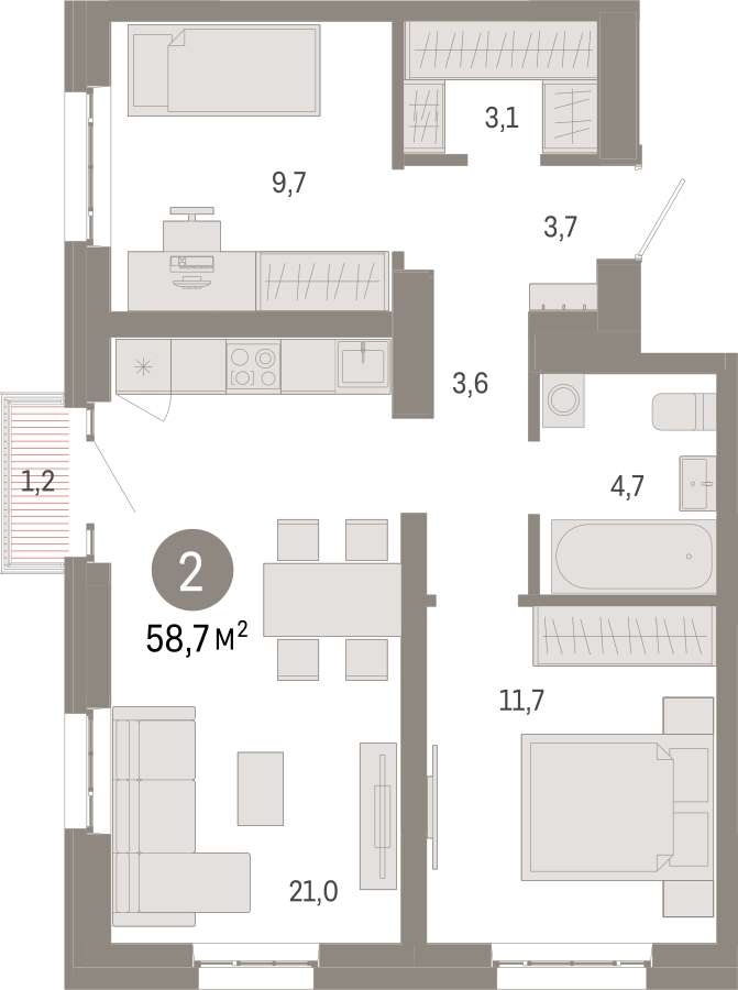 4-комнатная квартира с отделкой в ЖК Родные кварталы на 9 этаже в 3 секции. Сдача в 4 кв. 2026 г.
