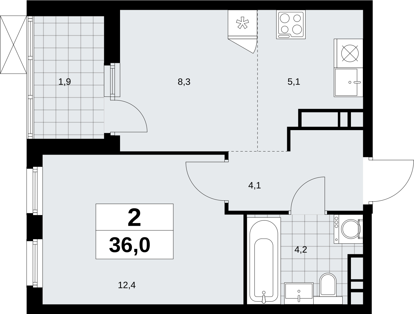 4-комнатная квартира в ЖК Скандинавия на 2 этаже в 1 секции. Сдача в 2 кв. 2026 г.