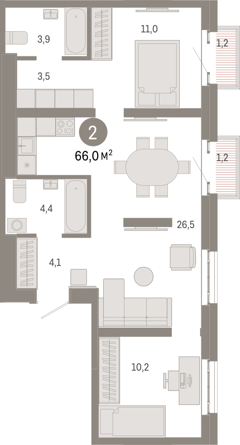 1-комнатная квартира в ЖК Кислород на 9 этаже в 1 секции. Сдача в 4 кв. 2025 г.