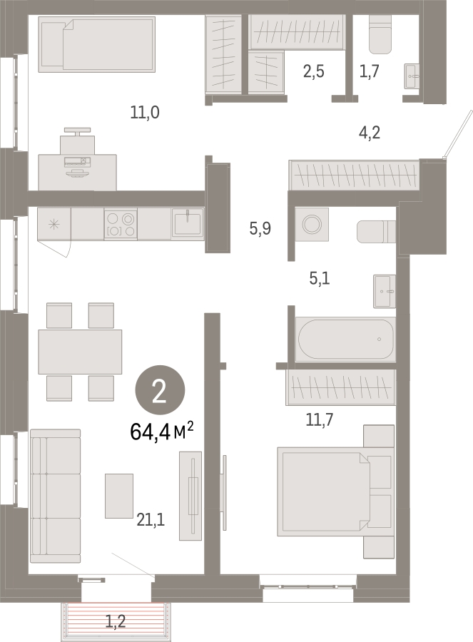 3-комнатная квартира с отделкой в ЖК PLUS Пулковский на 4 этаже в 5 секции. Сдача в 4 кв. 2025 г.