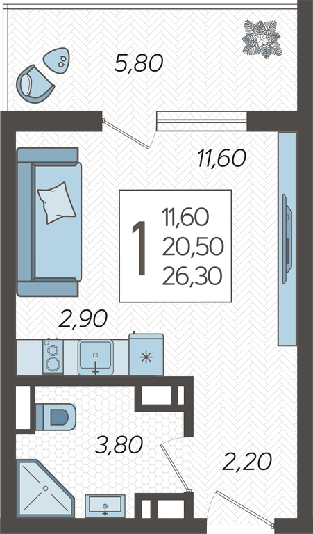 2-комнатная квартира с отделкой в ЖК Родные кварталы на 2 этаже в 6 секции. Сдача в 4 кв. 2026 г.