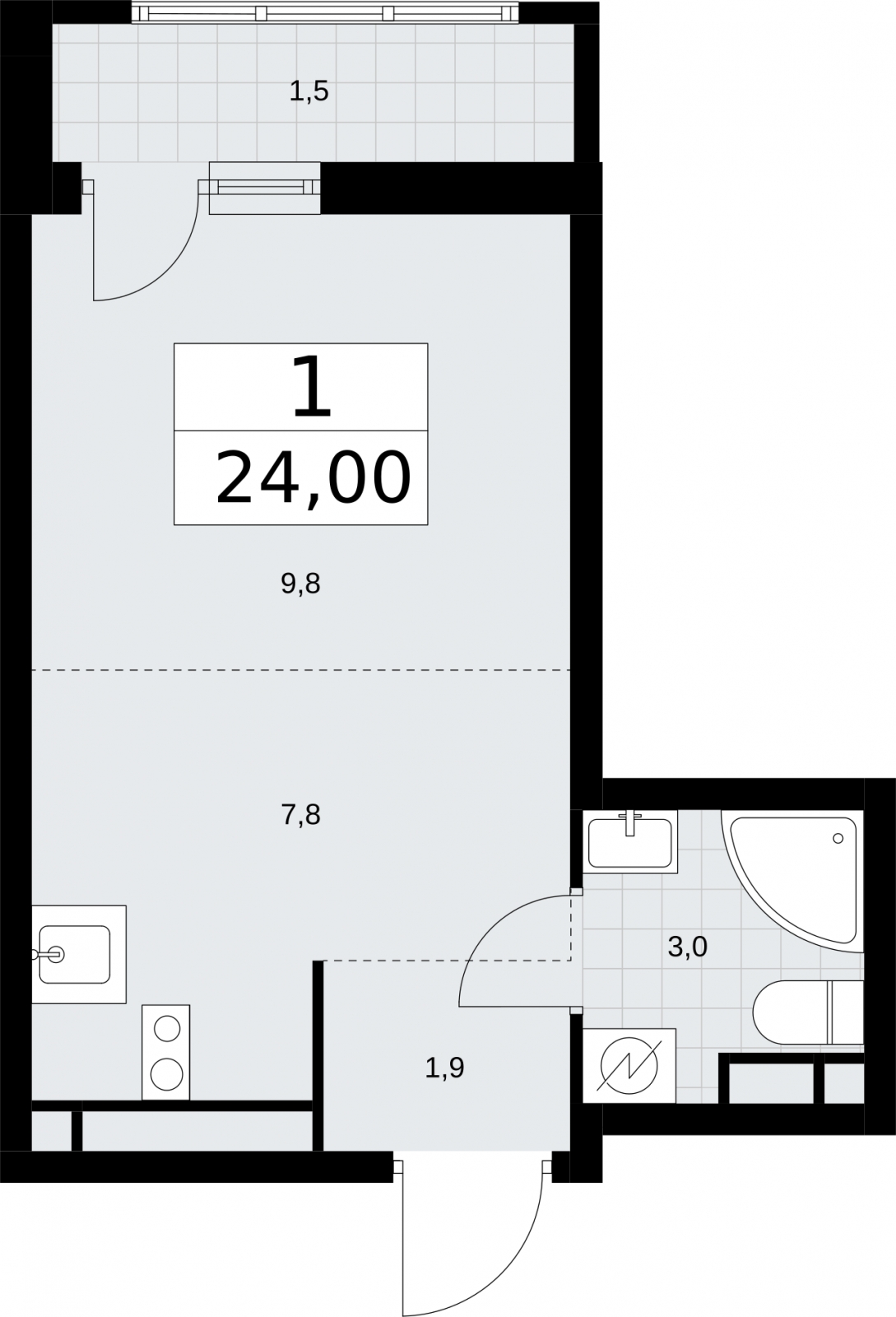 1-комнатная квартира с отделкой в ЖК Матвеевский Парк на 12 этаже в 1 секции. Сдача в 2 кв. 2024 г.