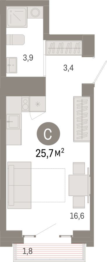 1-комнатная квартира с отделкой в ЖК Матвеевский Парк на 25 этаже в 1 секции. Сдача в 2 кв. 2024 г.