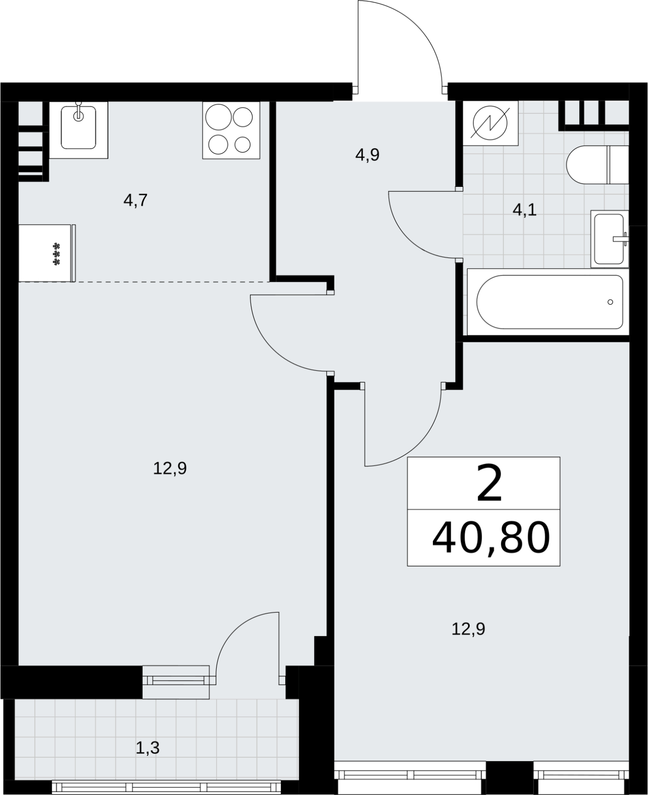 1-комнатная квартира с отделкой в ЖК Матвеевский Парк на 32 этаже в 1 секции. Сдача в 2 кв. 2024 г.
