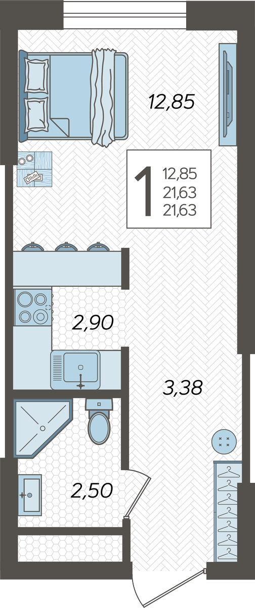2-комнатная квартира с отделкой в ЖК Родные кварталы на 2 этаже в 5 секции. Сдача в 4 кв. 2026 г.