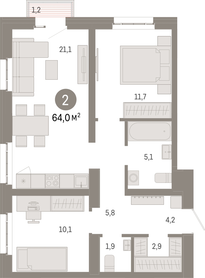 1-комнатная квартира с отделкой в ЖК Родные кварталы на 4 этаже в 5 секции. Сдача в 4 кв. 2026 г.