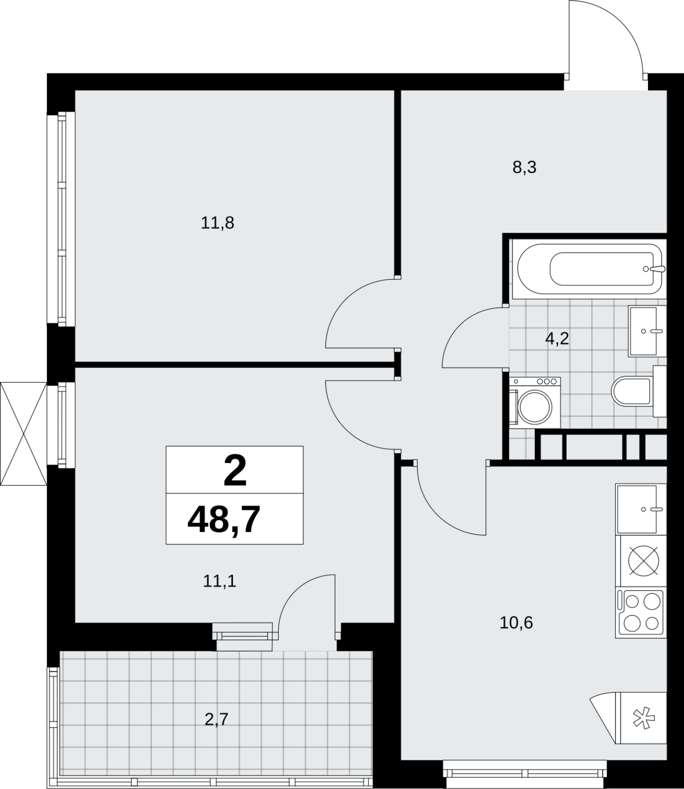 3-комнатная квартира в ЖК Скандинавия на 2 этаже в 1 секции. Сдача в 4 кв. 2026 г.
