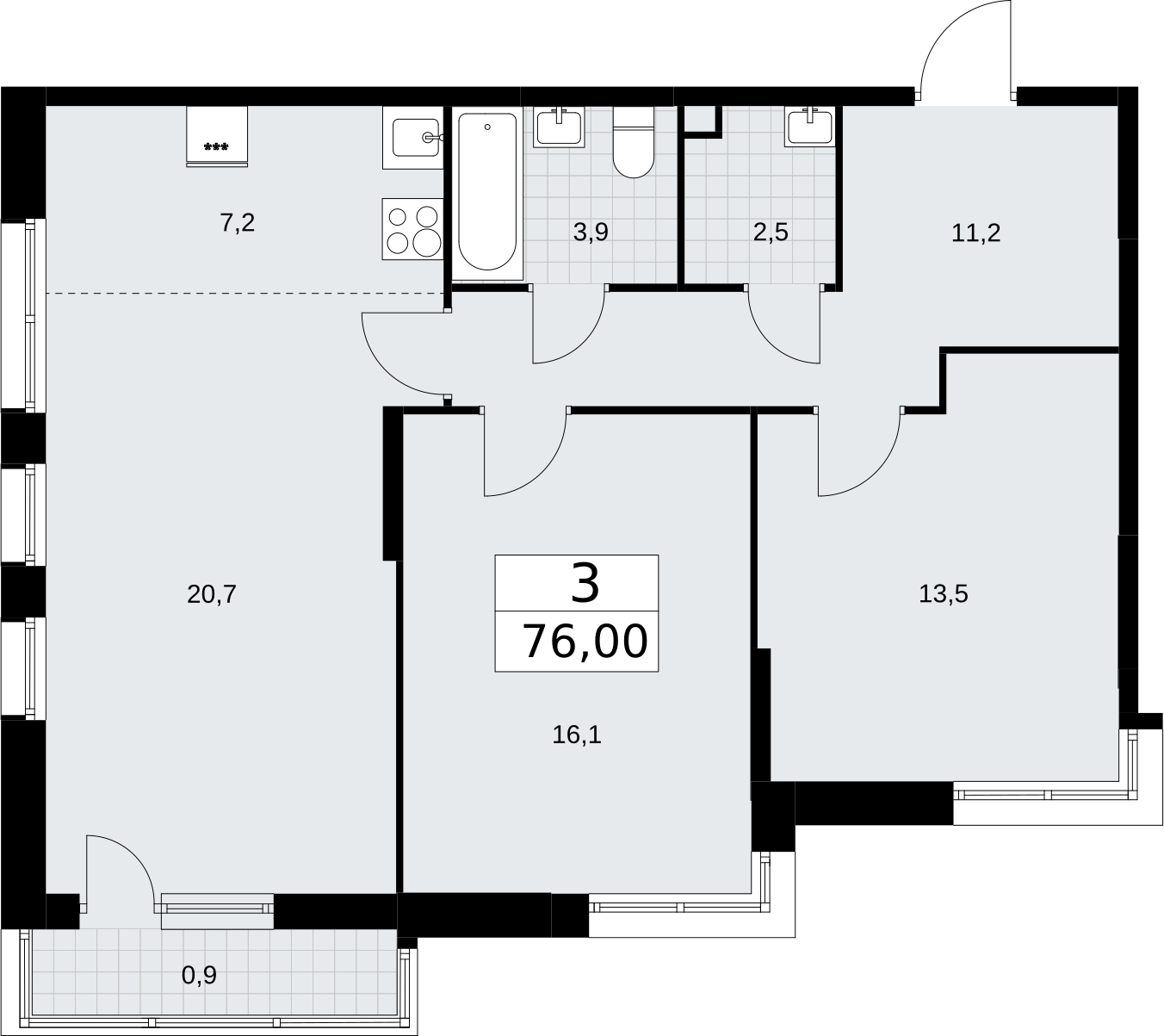 1-комнатная квартира в ЖК Кислород на 14 этаже в 1 секции. Сдача в 4 кв. 2025 г.