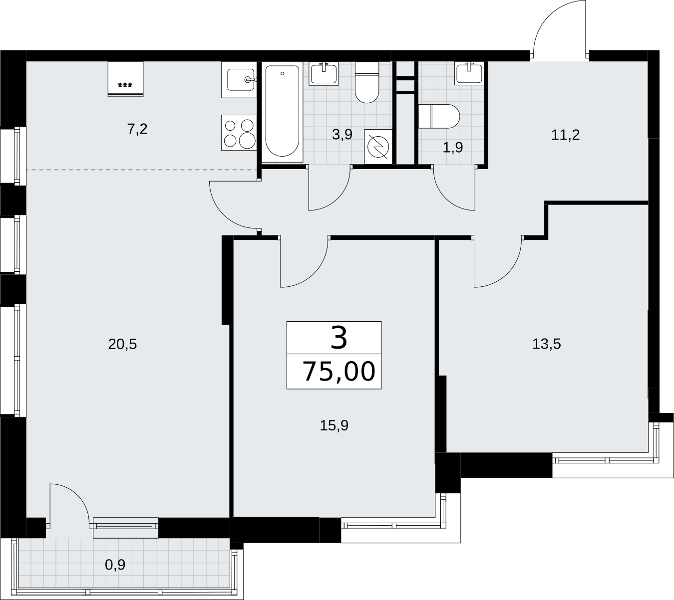 1-комнатная квартира в ЖК Фрегат 2 на 20 этаже в 1 секции. Сдача в 3 кв. 2022 г.