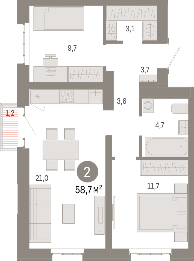 1-комнатная квартира (Студия) с отделкой в ЖК Квартал Метроном на 18 этаже в 7 секции. Сдача в 3 кв. 2026 г.