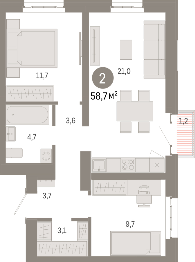 3-комнатная квартира с отделкой в ЖК Квартал Метроном на 15 этаже в 9 секции. Сдача в 3 кв. 2026 г.