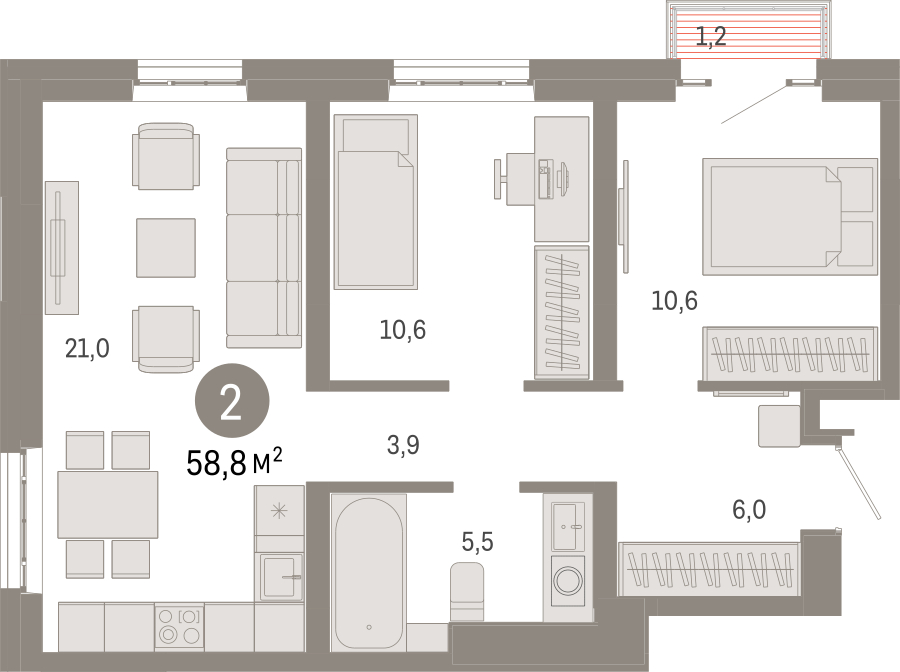 1-комнатная квартира (Студия) в ЖК Кислород на 10 этаже в 1 секции. Дом сдан.