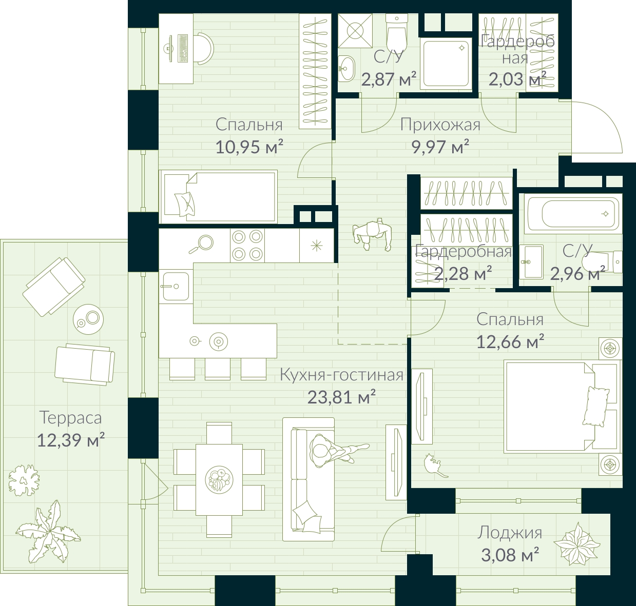 3-комнатная квартира с отделкой в ЖК Квартал Метроном на 5 этаже в 3 секции. Сдача в 3 кв. 2026 г.