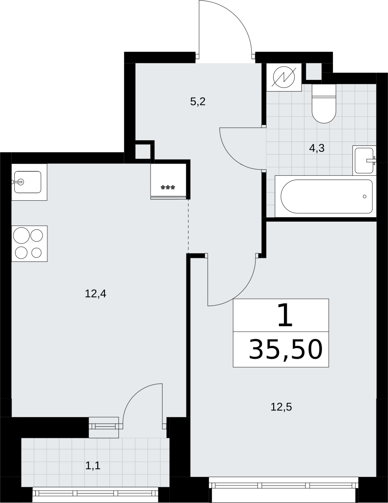2-комнатная квартира с отделкой в ЖК Квартал Метроном на 24 этаже в 1 секции. Сдача в 3 кв. 2026 г.