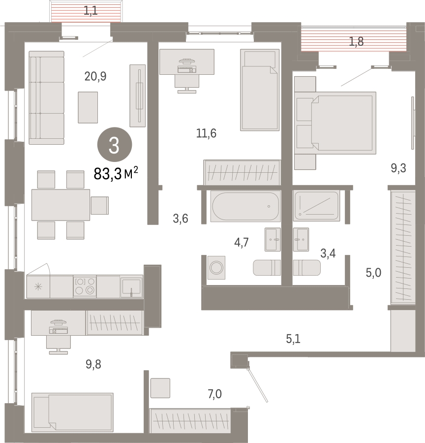 2-комнатная квартира в ЖК HIGH LIFE на 15 этаже в 1 секции. Сдача в 1 кв. 2025 г.
