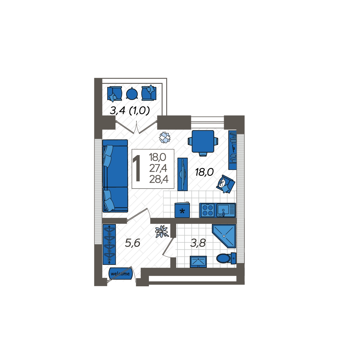 2-комнатная квартира с отделкой в ЖК Квартал Метроном на 18 этаже в 7 секции. Сдача в 3 кв. 2026 г.