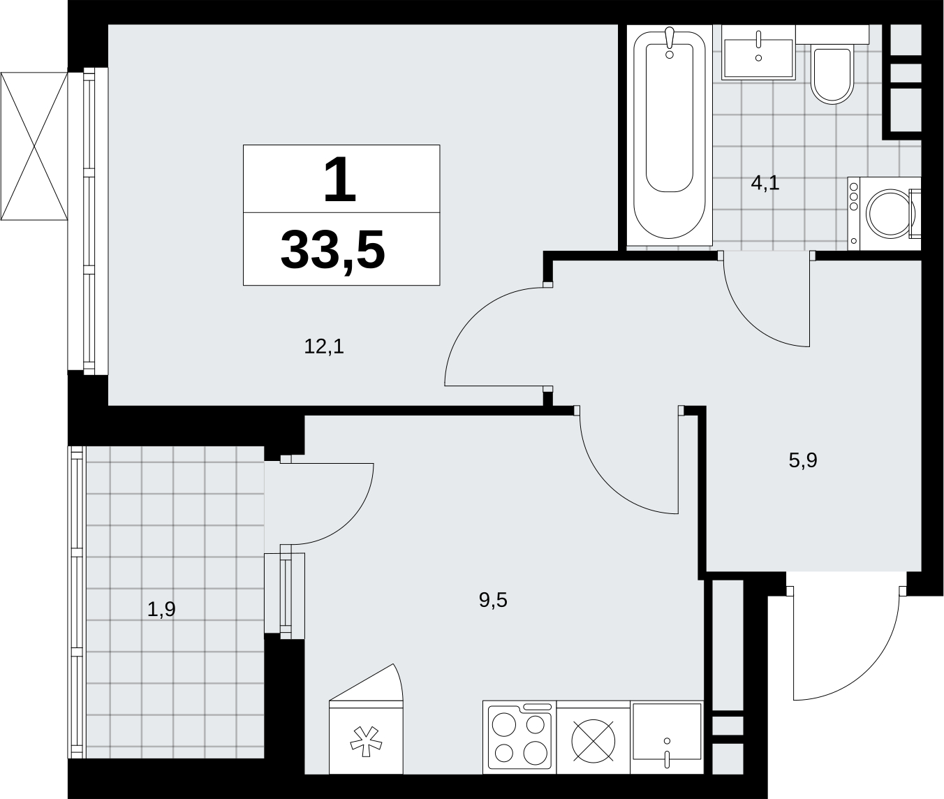 4-комнатная квартира в ЖК Скандинавия на 9 этаже в 1 секции. Сдача в 2 кв. 2026 г.