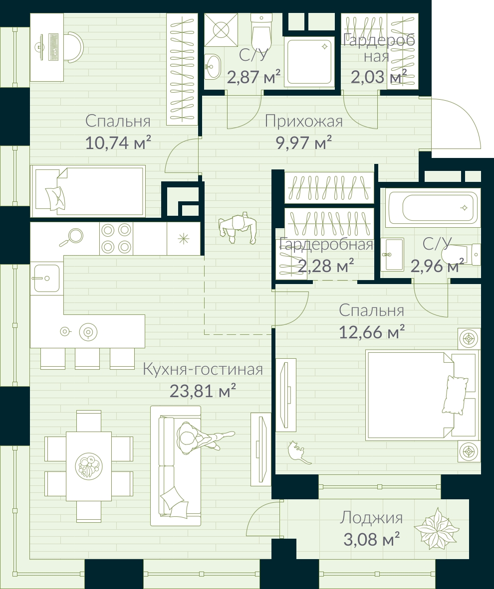 4-комнатная квартира в ЖК MYPRIORITY Basmanny на 9 этаже в 12 секции. Сдача в 3 кв. 2024 г.
