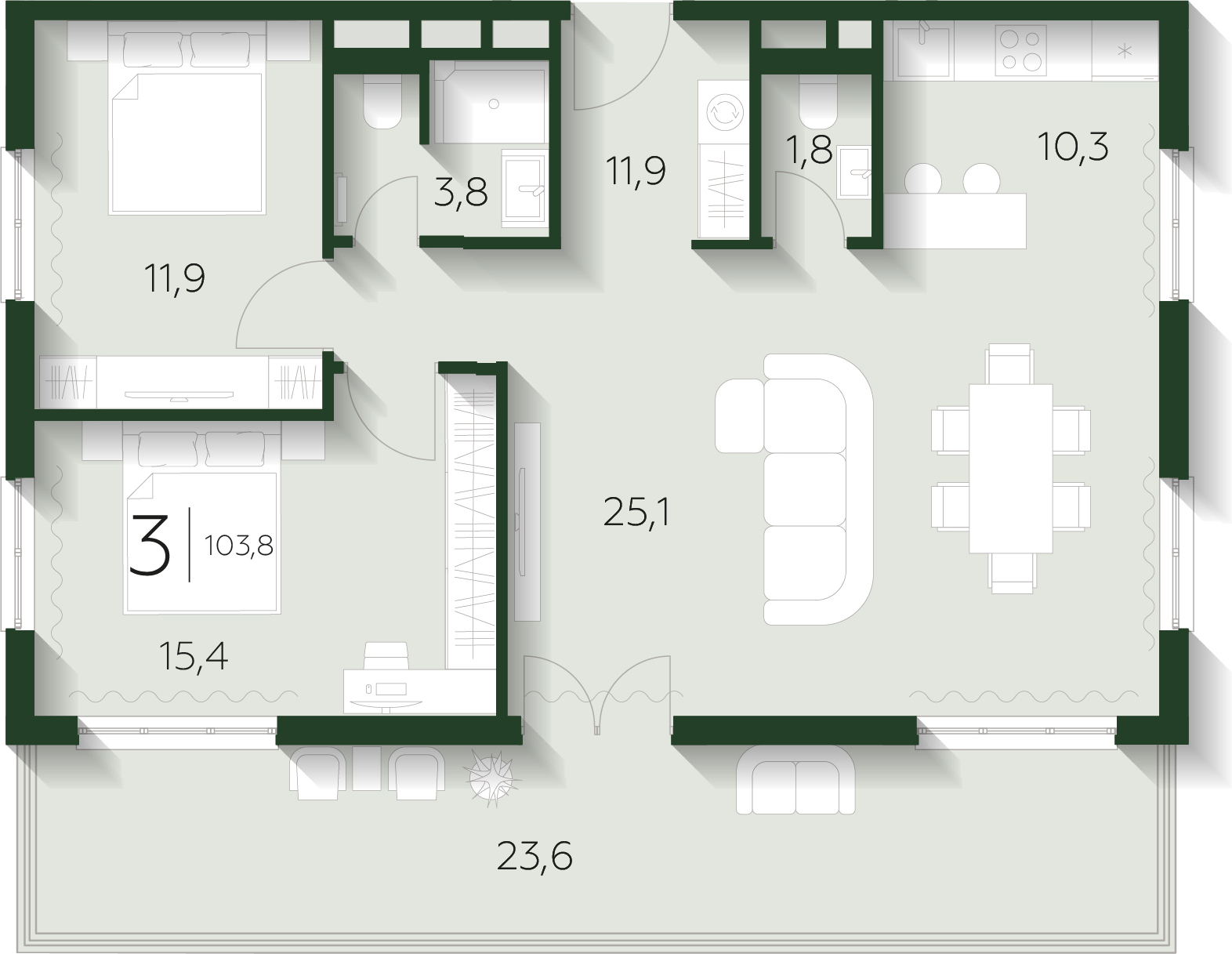 2-комнатная квартира с отделкой в ЖК Кислород на 8 этаже в 1 секции. Дом сдан.