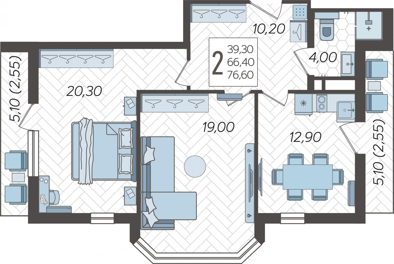 1-комнатная квартира (Студия) в ЖК Кислород на 14 этаже в 1 секции. Сдача в 2 кв. 2025 г.